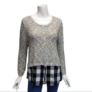 Kensie Sweater With Attached Shirt Tail